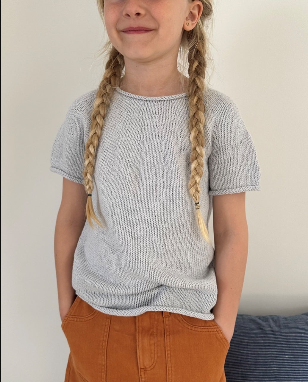 Le Knit - Plain Yoke Tee 20 - Junior - Papir - Lene Holme Samsøe - Garntopia