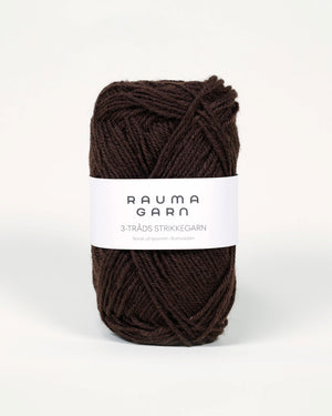 133 Brun -	3-tr Strikkegarn - Rauma Garn - Garntopia
