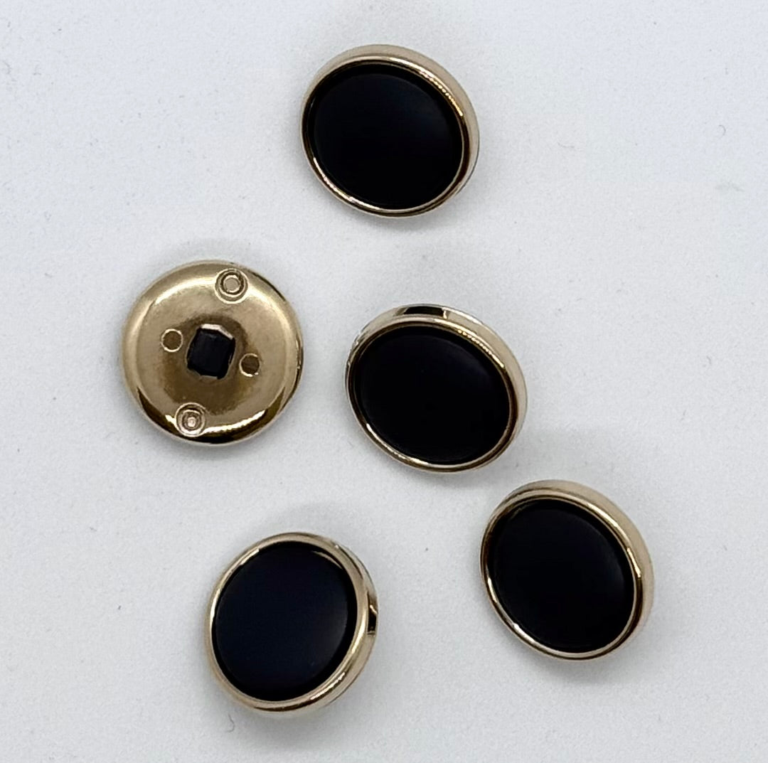 Nylonknapp, marineblå med gullkant - Matt - 18 mm - NEWOLD COMPANY - Garntopia