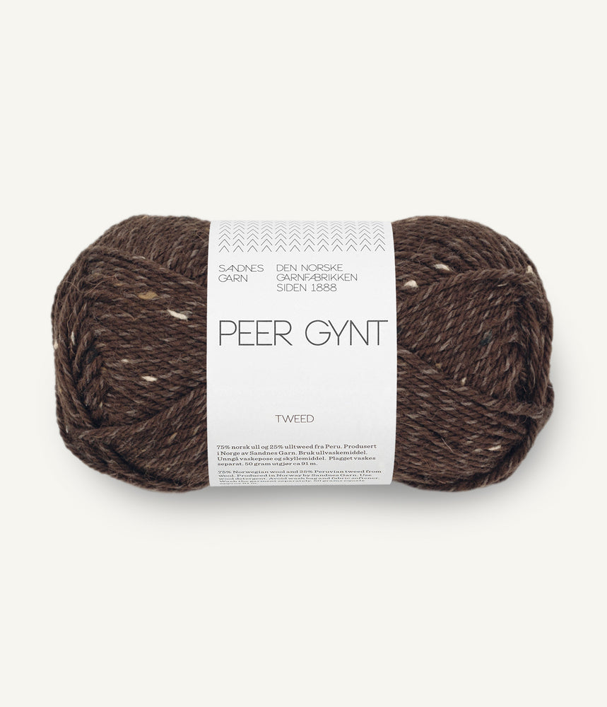 3085 Mørk Brun m/ Natur Tweed -	Peer Gynt