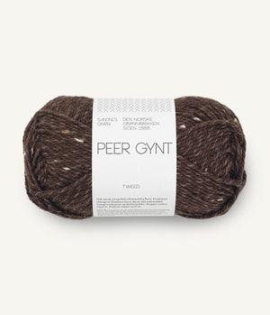 3085 Mørk Brun m/ Natur Tweed -	Peer Gynt