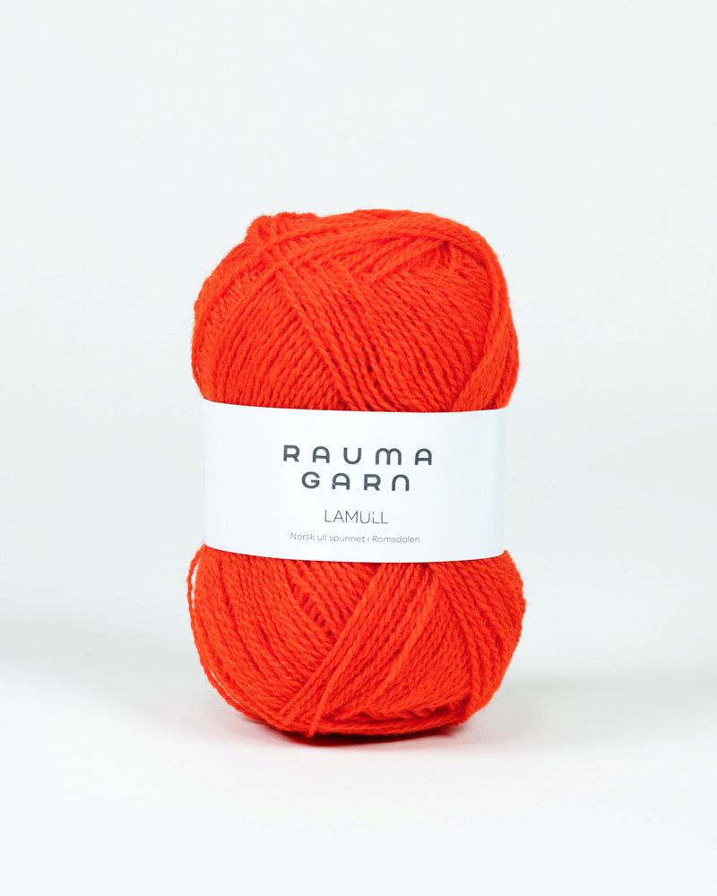 L095 Tomatrød -	Lamullgarn - Rauma Garn - Garntopia
