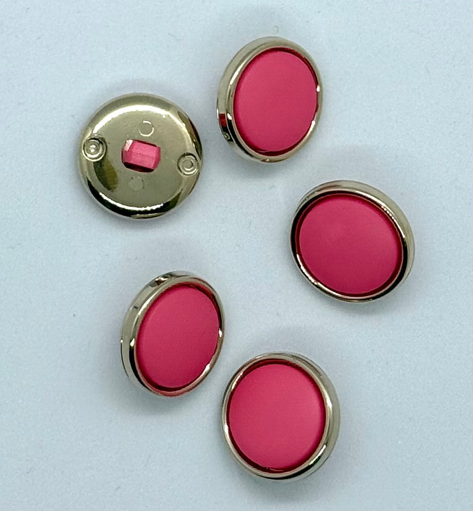 Nylonknapp, rosa med gullkant - Matt - 18 mm - NEWOLD COMPANY - Garntopia