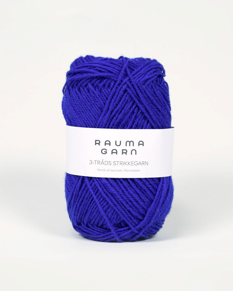 167 Kongeblå -	3-tr Strikkegarn - Rauma Garn - Garntopia