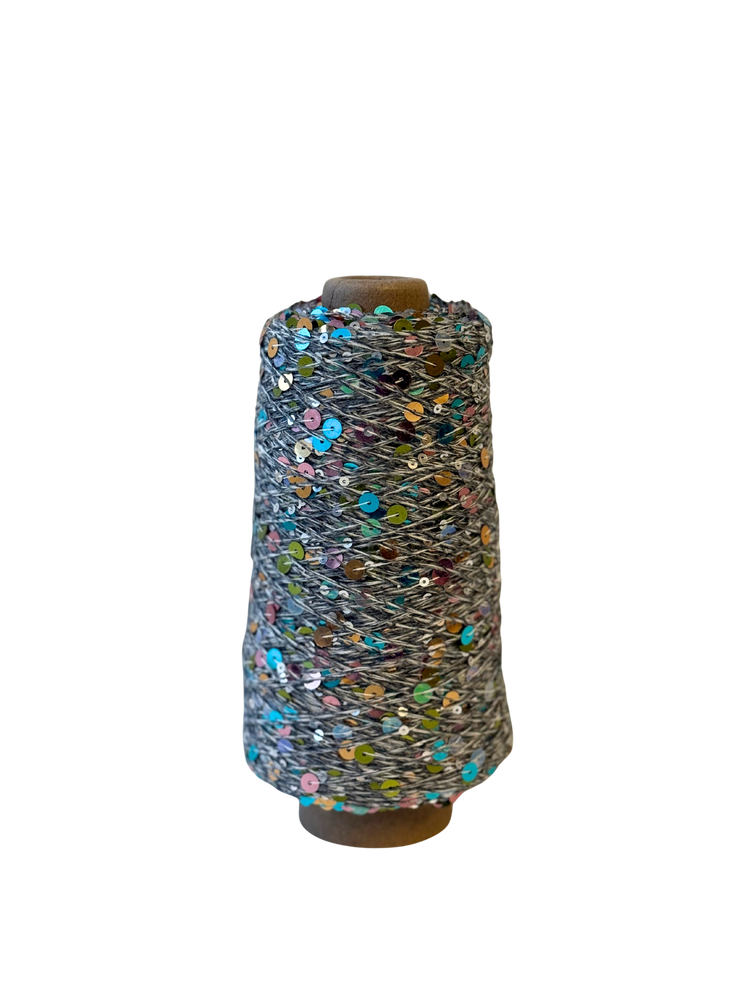 Grau Weiß Multi - Paillettengarn 200gr