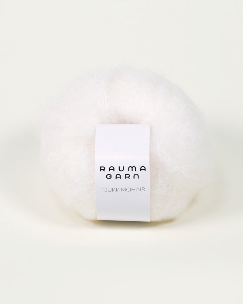 Tjukk Mohair 001 Hvitveis -	Tjukk Mohair - Rauma Garn - Garntopia