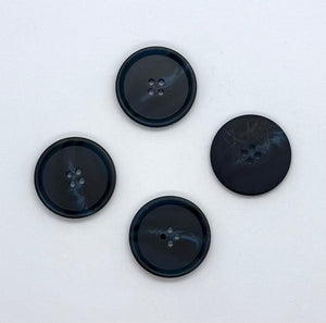 Knapp, Blå/Sort - Resin - 30 mm