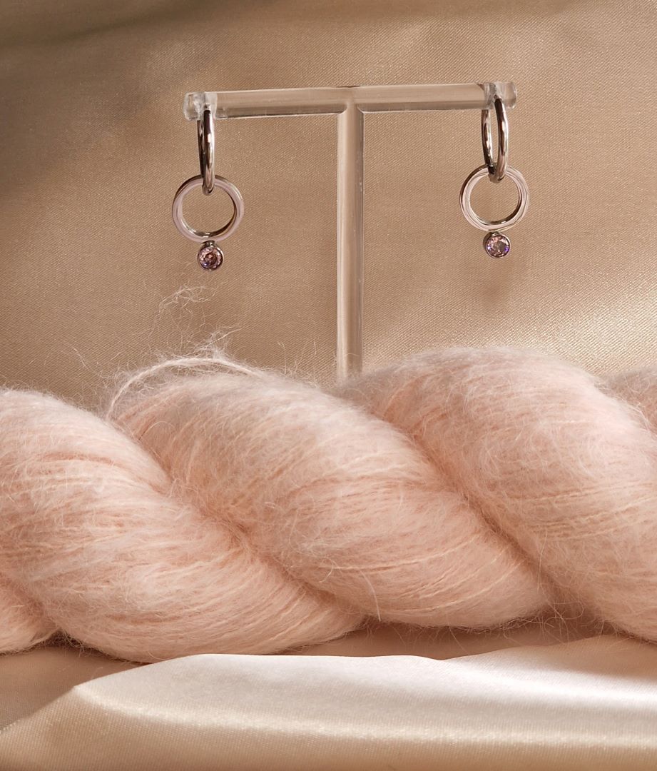 My Pearl - Stitch Marker Earrings - CHARMS - Pink - Silver - SILFA ehf - Garntopia