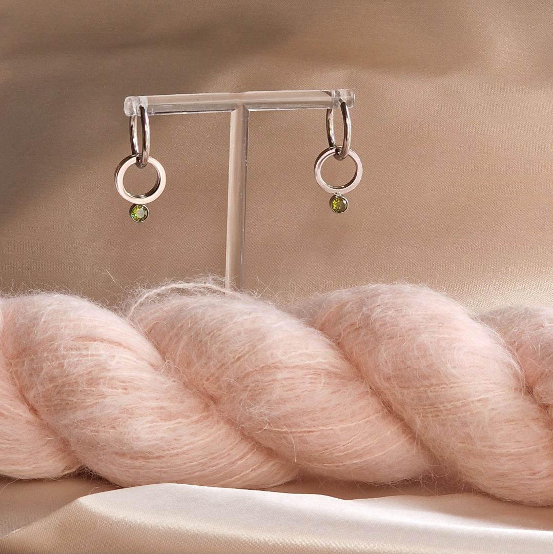 My Pearl - Stitch Marker Earrings - CHARMS - Green - Silver - SILFA ehf - Garntopia