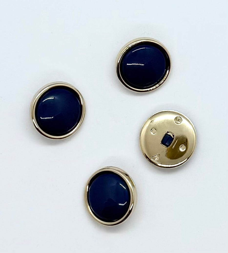 Nylonknapp, blå med gullkant - Blank - 22 mm - NEWOLD COMPANY - Garntopia