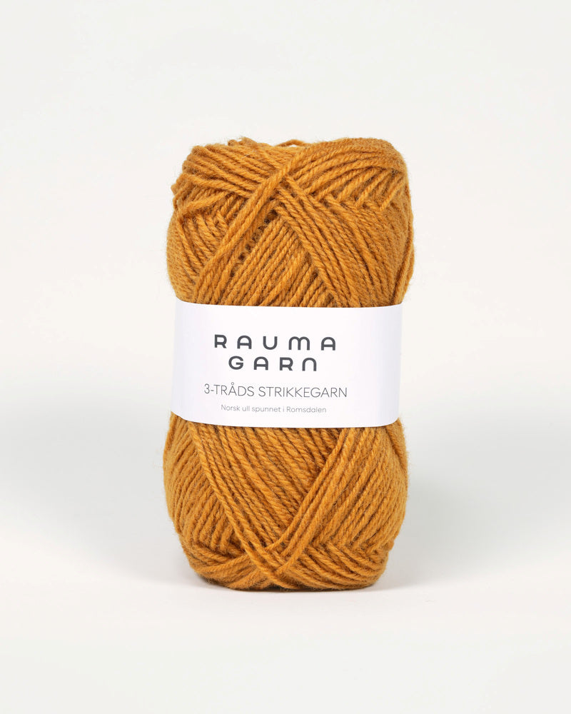 146 Okergul -	3-tr Strikkegarn - Rauma Garn - Garntopia