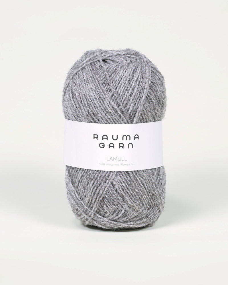L13 Grå Melert -	Lamullgarn - Rauma Garn - Garntopia