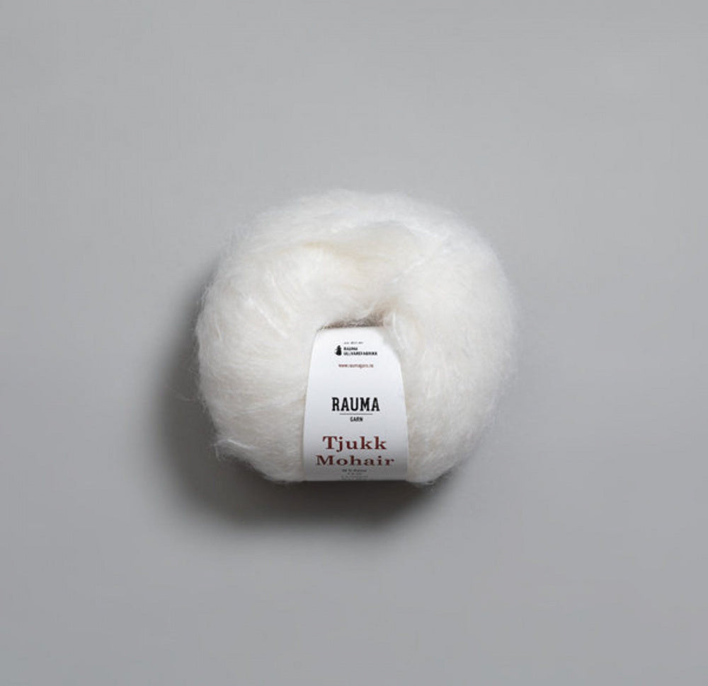 Tjukk Mohair 001 Hvitveis -	Tjukk Mohair - Rauma Garn - Garntopia