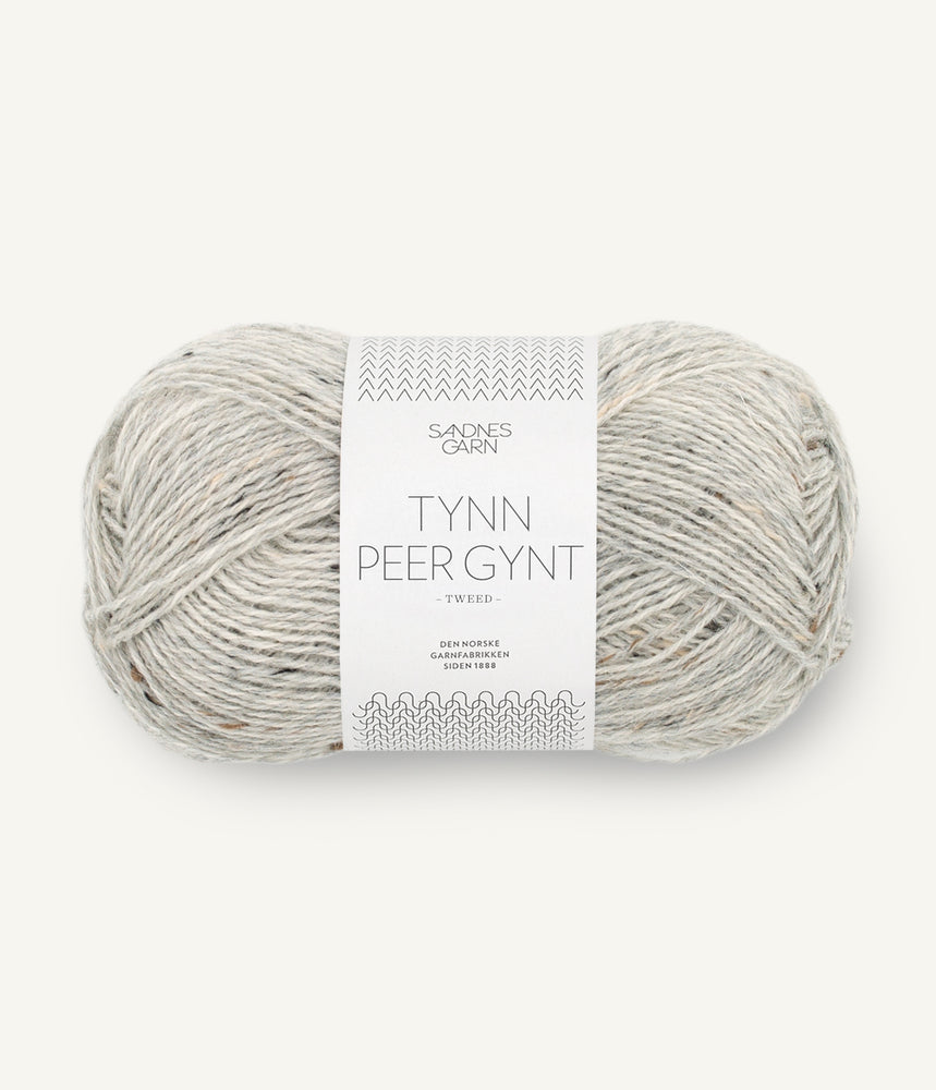 1034  Lys Gråmelert med Natur Tweed - Tynn Peer Gynt - Sandnes garn - Garntopia