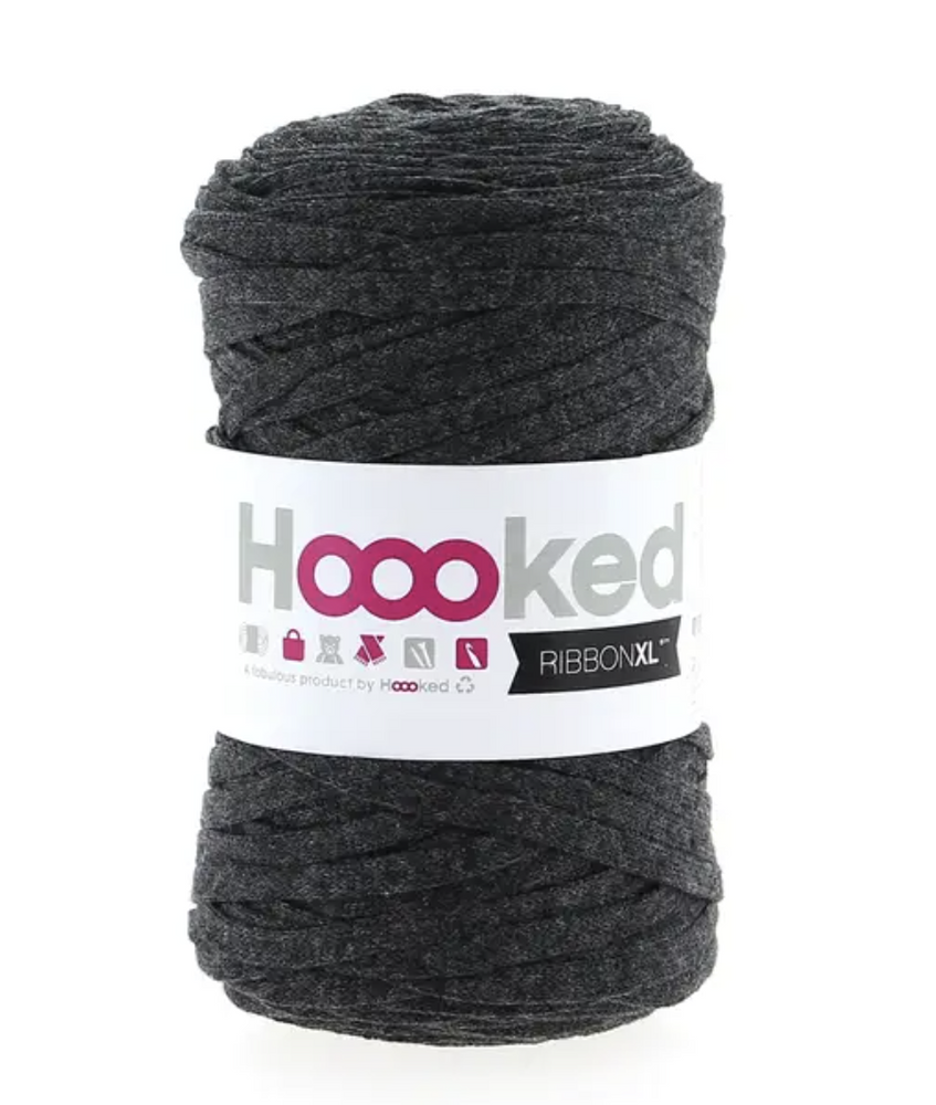 Charcoal Anthracite -	Ribbon XL Solid - Hoooked Yarn - Garntopia